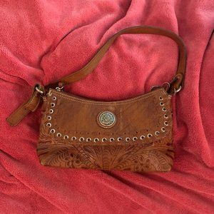 American West Tooled Leather Handbag